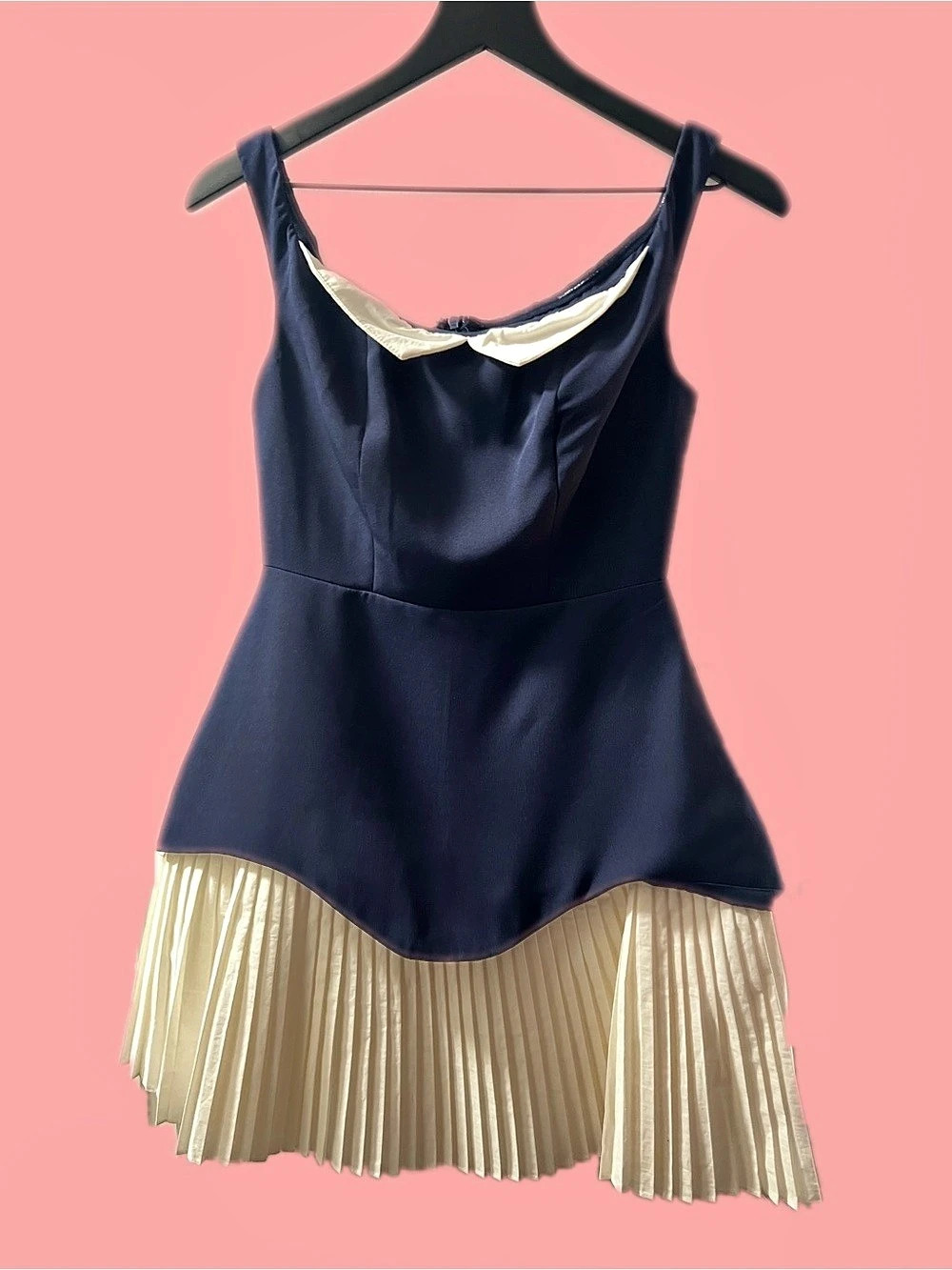 Fashion Nova You Anchor Me Pleated Mini Dress Blue & Gold